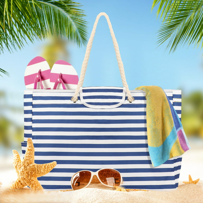 Beach Bag, Large Striped Beach Bag, Monogram Beach Bag, Canvas Summer Tote  Bag, Monogrammed Beach Tote, Pool Tote, Pool Bag, Monogram Tote