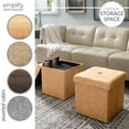 thumbnail image 6 of Simplify Faux Linen Folding Storage Ottoman Cube in Camel, 6 of 10