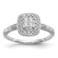 thumbnail image 1 of 14K White Gold Ring Band Engagement Diamond Square Round, Size 9, 1 of 7