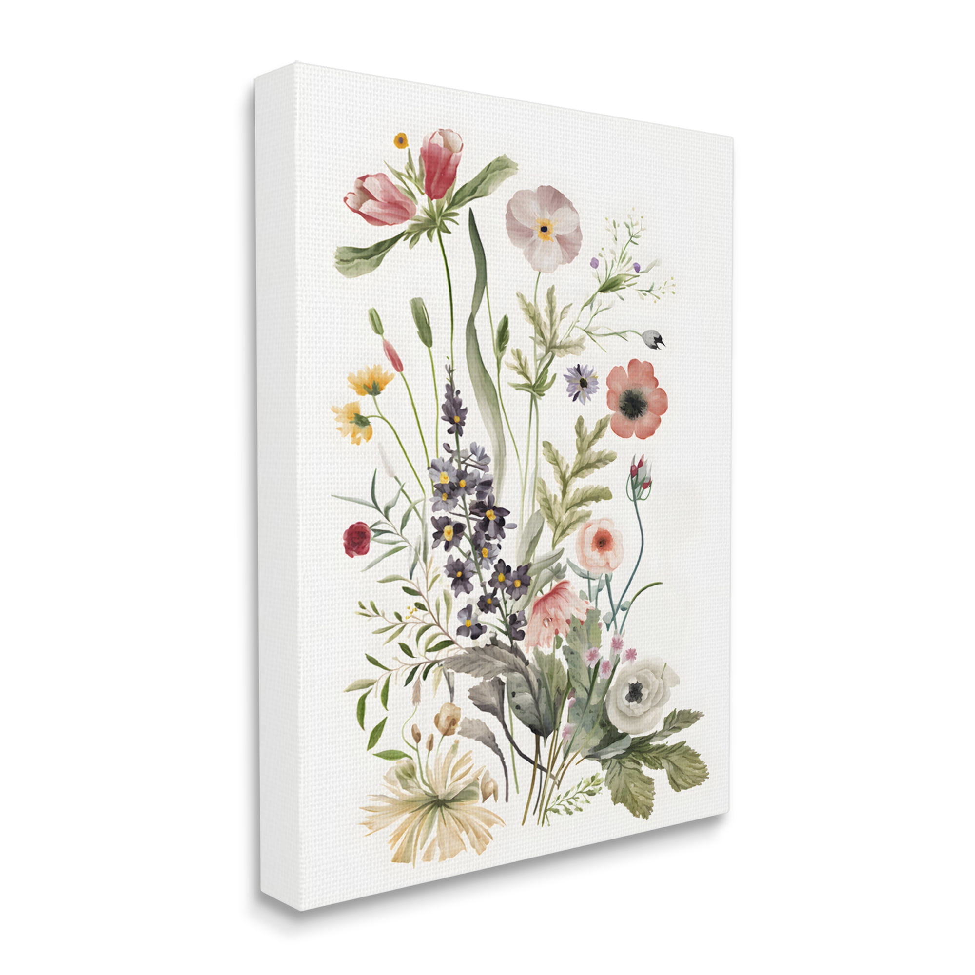 Stupell Industries Subtle Wildflower Blooms Botanical & Floral Painting Gallery Wrapped Canvas Art Print Wall Art, 36 x 48