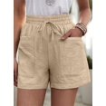 thumbnail image 4 of Women Comfy Drawstring Casual Elastic Waist Pure Color Shorts with Pockets Color S, 4 of 8