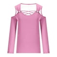 thumbnail image 5 of HAPIMO Women's Solid Color Tops Cold Shoulder Tees Outfits Loose Shirts Vacation Workout Fashion Keyhole Neck Pullovers Casual Elegant Pink L, 5 of 5