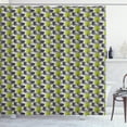 thumbnail image 1 of Floral Shower Curtain, Repeated Pattern of Palm Tree Leaves and Large Polka Dots on Background, Fabric Bathroom Set with Hooks, 69W X 75L Inches Long, White and Yellow Green, by Ambesonne, 1 of 3