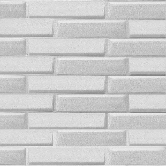 Dundee Deco Peel and Stick 3D Self Adhesive Foam Wallpaper - Off-White Faux Brick, 2.3 ft x 2.3 ft each, 10-pack
