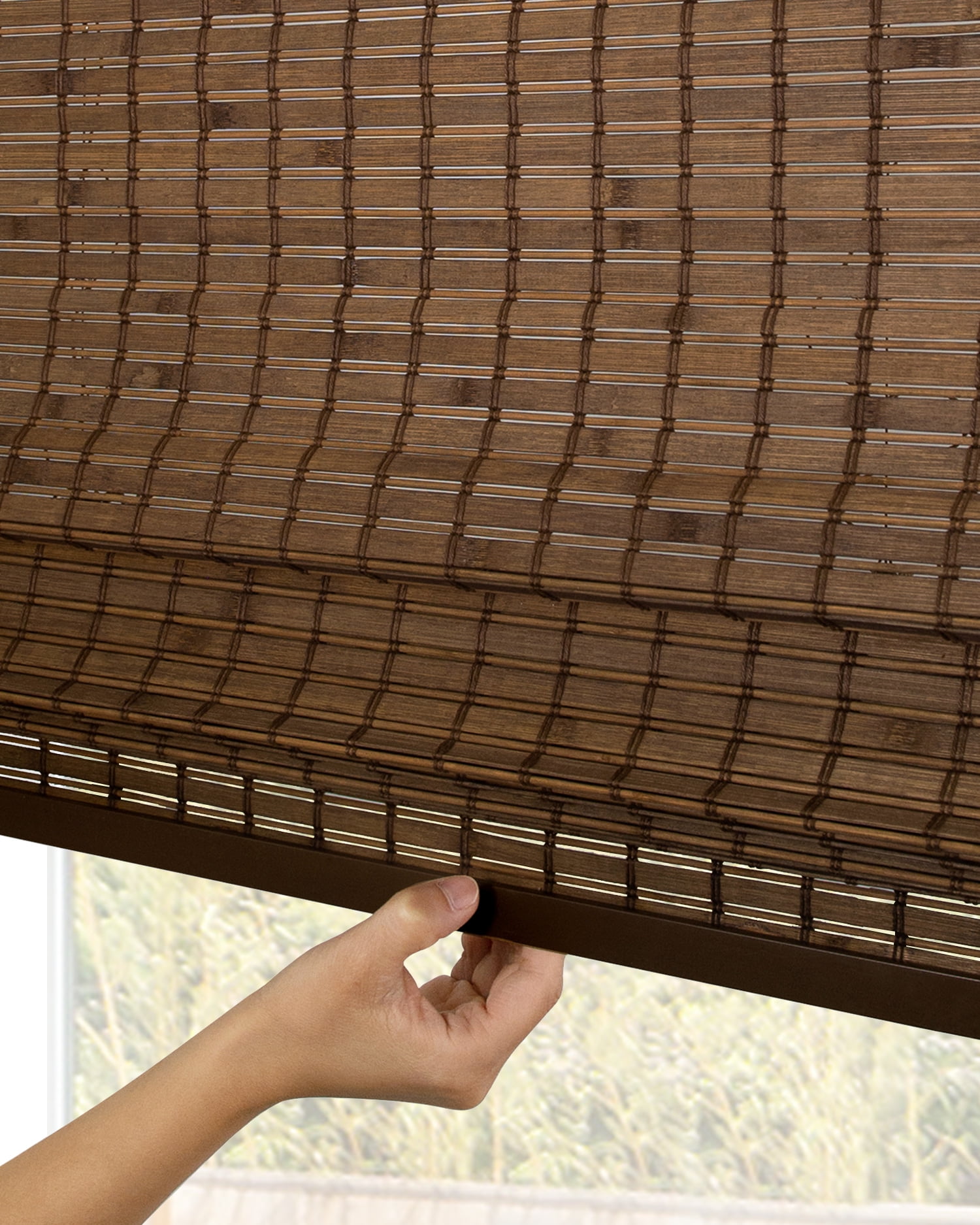 Chicology 35"W x 64"H Pinecone Cordless Bamboo Shades, Natural Woven Wood, Light Filtering, Safe for Kids & Pets