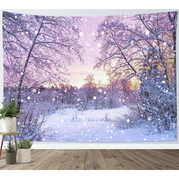 Christmas Tapestry Wall Hanging Christmas Tree and Bells Stars on Rustic Wood Wall Art Decor Pine Tree with Snow Winter Tapestry for Bedroom Living Room Dorm Home Decor Backdrop