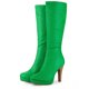 thumbnail image 2 of Botas de mujer Allegra K con plataforma y tacones gruesos hasta la rodilla Punta redonda Verde 42, 2 of 6
