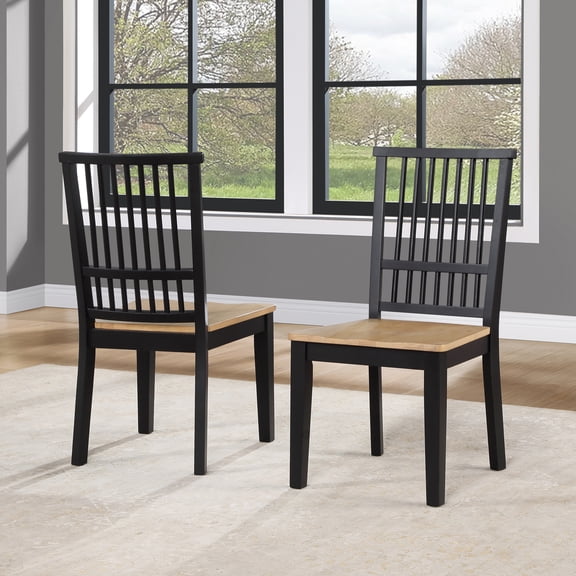 Steve Silver Magnolia Wood Two-Tone Natural and Black Set of 2 Dining Side Chair