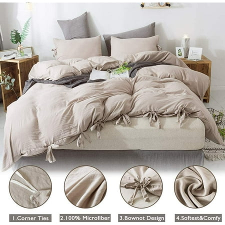 Khaki Duvet Cover Queen Size 90x90, How To Duvet Cover With Ties