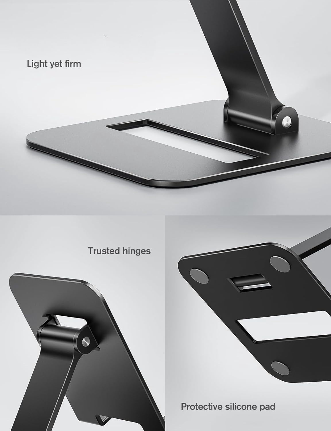 2 Pack Dual Folding Cell Phone Stand, Fully Adjustable Phone Holder for Desk, Compatible with iPhone 16 15 14 13 12 11, Nintendo Switch, All Phones, Silver