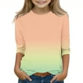 thumbnail image 2 of Karoyedx Girls Long Sleeve Ruffle T-Shirts, Basic Crewneck Everyday Tops, Soft Print Tee for Kids Khaki Size,10-11 Years, 2 of 5