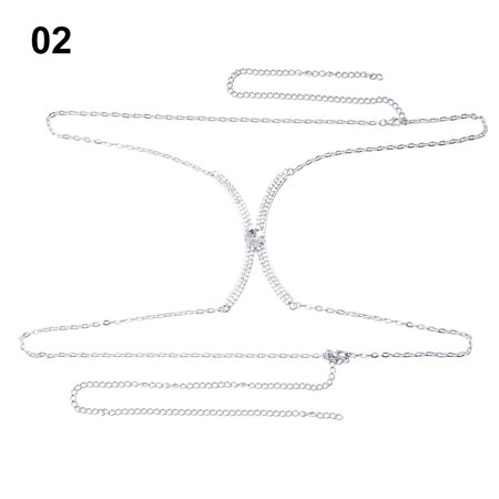 

Party Luxury Delicate Women Jewelry Bra Body Chain Sexy Chest Chain Rhinestone Necklace Geometric Charm 2