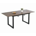 thumbnail image 7 of GZXS Modern Extendable Dining Table with Metal Legs and Self-Storing Leaf, 55.11"-70.86" Adjustable Length Kitchen Table, Space-Saving Design for Dining Room or Living Room (Walnut and Black), 7 of 7