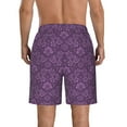 thumbnail image 3 of Bixox Men's Retro Florals Purple printing Casual Classic Fit Short Summer Beach Shorts, 3 of 6
