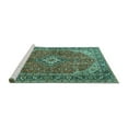thumbnail image 2 of Ahgly Company Machine Washable Indoor Rectangle Medallion Turquoise Blue Traditional Area Rugs, 5' x 8', 2 of 4