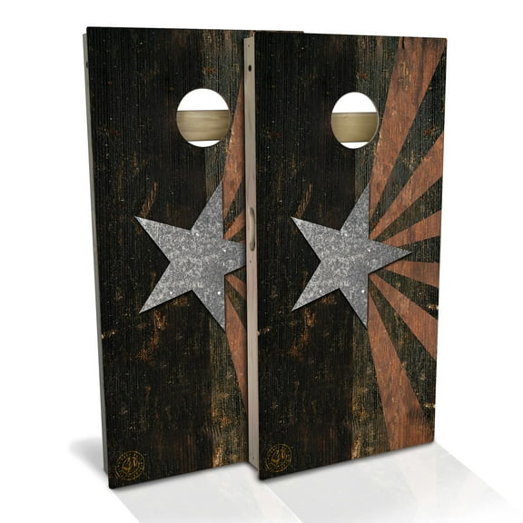 Skip's Garage Arizona Flag Rustic Solid Wood Cornhole Board Set