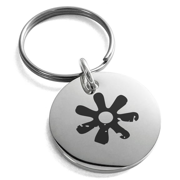 Stainless Steel Ancient Tribal Wisdom Rune Engraved Small Medallion Circle Charm Keychain Keyring