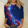 thumbnail image 2 of YUGYXL Womens United States Shirt Plus Size 3/4 Sleeve Tshirts Loose Fit Summer Tops July 4th Festival Blouses Ladies Crew Neck Tunics Tees Multicolor S, 2 of 5