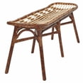 thumbnail image 2 of Maklaine Modern Rattan Bench with Curving Seat in Marble Brown, 2 of 7