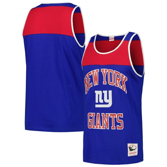 Men's Mitchell & Ness Royal/Red New York Giants Heritage Colorblock Tank Top