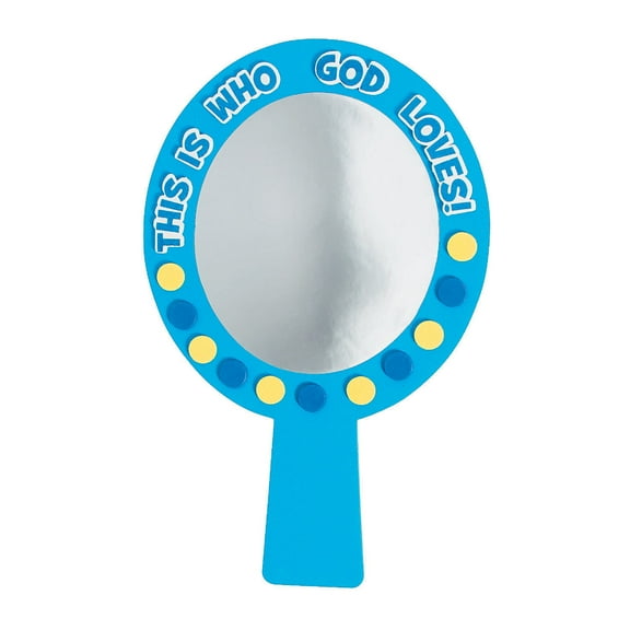 Fun Express "This Is Who God Loves" Mirror Craft Kit - Religious Craft Kit Kids - Includes Mirrors Stickers & Supplies Creative Art Activities - Perfect Sunday School & Religious Events - 12 Pieces
