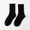 thumbnail image 1 of Summer Socks For Women Cotton Soft Mid Length Socks Comfortable Breathable Solid Color Fall Winter Simple Designer Striped Socks Black, 1 of 6