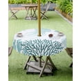 thumbnail image 4 of Fsddascl Teal Green Coastal Outdoor Tablecloth - 60 Inch Round Dining Table Cover, Coral Jellyfish Nautical Waterproof Outdoor Table Cloth with Umbrella Hole & Zipper for Picnic/Patio/Party, 4 of 7