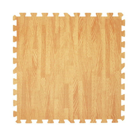 Get Rung Oak Woodgrain Fitness Mat with Interlocking Foam Tiles for Gym Flooring. Excellent for Pilates, Yoga, Aerobic Cardio Work Outs and Kids Playrooms. Perfect Exercise Mat(WOOD,