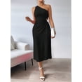 thumbnail image 5 of Women Summer One Shoulder Long Dress Slim Sleeveless Bodycon Party Cocktail Maxi Dresses Black XL, 5 of 10