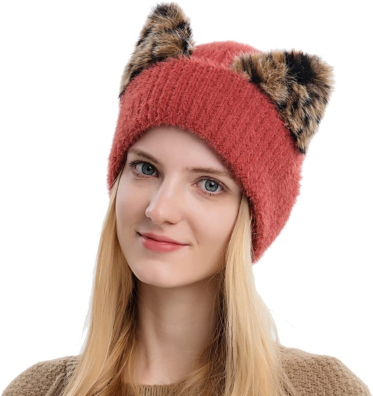 P5HAO Cat Ear Beanie Hat for Women Cute 