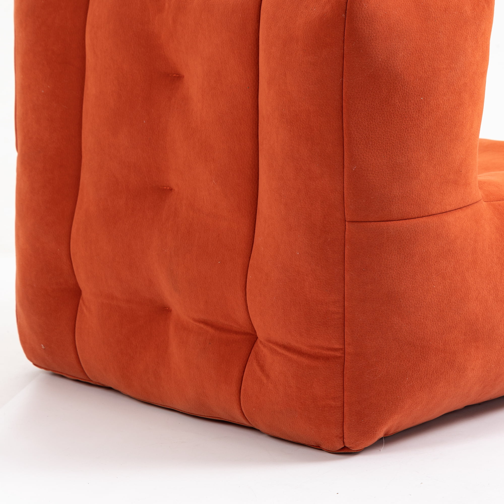 Accent Chair with Ottoman Set,Modern Velvet Bean Bag Chair for Adults and Childs,Upholstered Lazy Sofa Chair Armchair for Living room, Bedroom, Apartment,Red