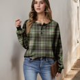 thumbnail image 6 of Women's Casual Shirts Long Sleeve Tops Button Up V Neck Loose Knit Fall Favorites For Women with Retro Plaid Print Waffle Henley Shirt, Classic Autumn Wear,Dark Gray,S, 6 of 7