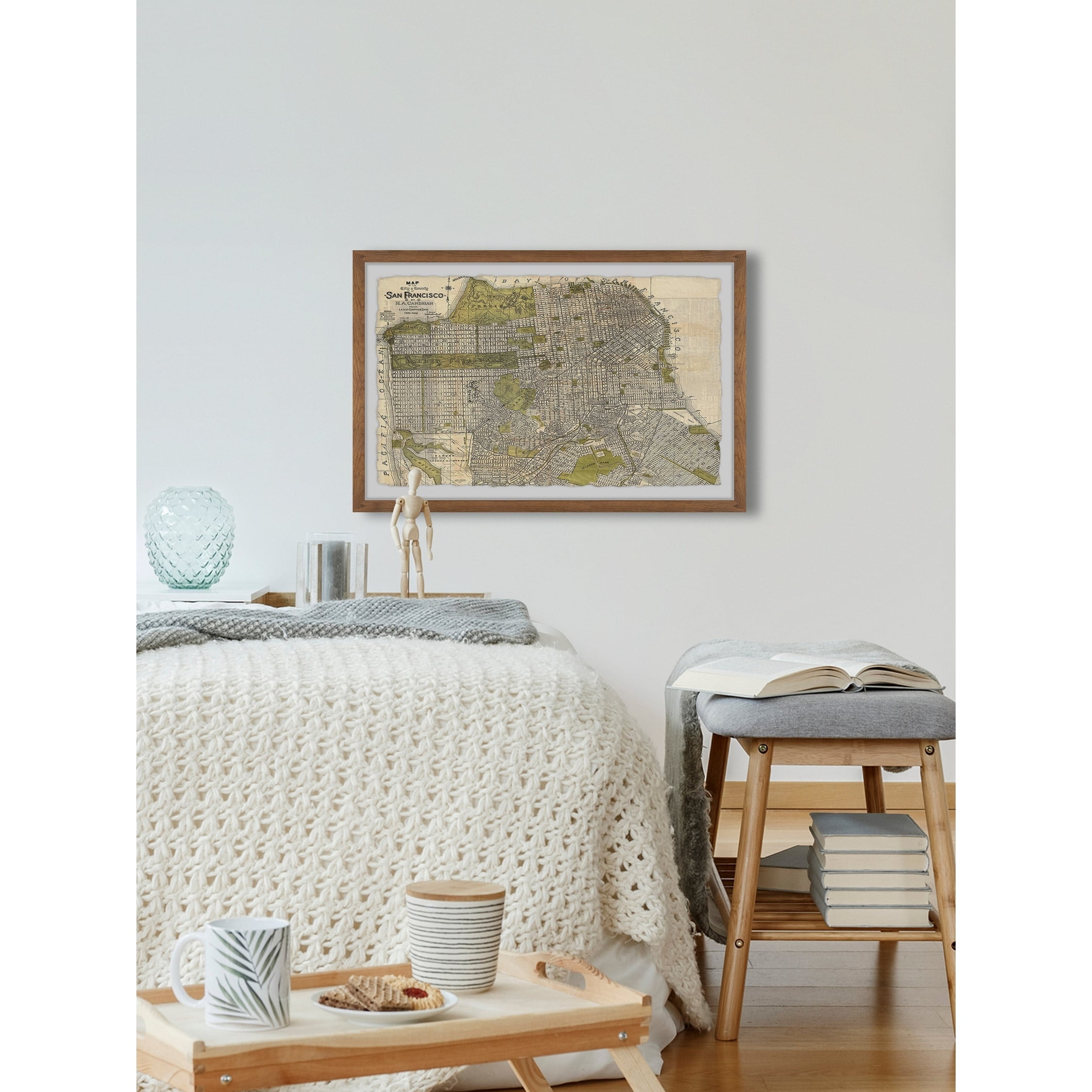 Marmont Hill Vintage San Francisco Map Framed Wall Art, 1.50" x 30.00"