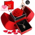 thumbnail image 1 of Sdmnsg-T Vraie Rose Préservée avec Cœur Je t'Aime Colliers pour Femmes - Fleurs Rouges Éternelles Cadeaux pour Elle Ensemble Cadeau Romantique pour Petite Amie Anniversaire de Mariage à la Saint-Valentin Fête des Mères Noël, 1 of 17