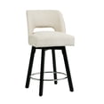 thumbnail image 4 of CRERIYO 360°Swivel Bar Stools Set of 2, Upholstered Linen Kitchen Island Chairs with Low Back, Thick Padded Seat and Circular Footrest, Beige, 4 of 8