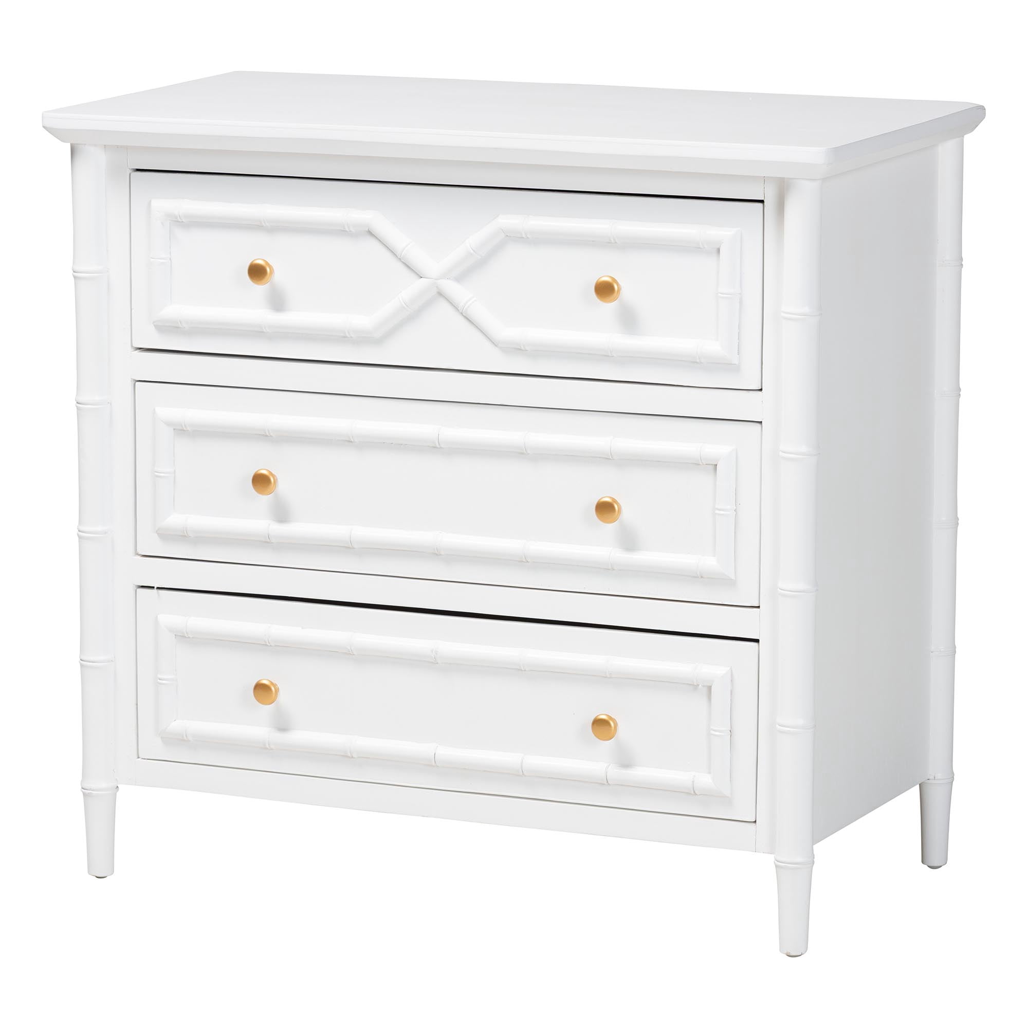 bali & pari Lucia Boho Chest, 3-Drawer, White