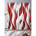 thumbnail image 3 of Red White Moire Sheer Curtains 96 Inch Length 2 Panels Set, Modern Abstract Art Voile Window Treatment Semi Sheer Long Curtains Drapes for Bedroom/Living Room/Kitchen 52"x96"x2, 3 of 7