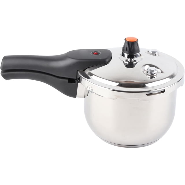 Stainless Steel Pressure Cooker, Multifunctional with Safety Valve, 80KPA, Handle, Cooking Pot for Fast Efficient Cooking (2L)