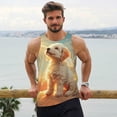 thumbnail image 6 of Susaid Sunshine Golden Cloud Dog Print Men's Sleeveless Workout Running Tank Top Dry Fit Athletic Gym Sports Swim Beach Muscle Bodybuilding Shirts-4X-Large, 6 of 7