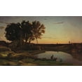 thumbnail image 2 of Corot, Jean-Baptiste-Camille 32x21 Gold Ornate Wood Framed with Double Matting Museum Art Print Titled - Landscape with Lake and Boatman, 2 of 4