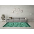 thumbnail image 3 of Ahgly Company Machine Washable Indoor Square Persian Turquoise Blue Traditional Area Rugs, 3' Square, 3 of 4