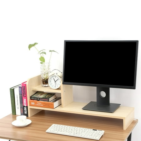 Tmishion Wooden Monitor Stand Tv Computer Screen Riser 2 Tiers Desk Tmishion Wooden Monitor Stand Tv Computer Screen Riser 2 Tiers Desk Storage Organizer Oak Color