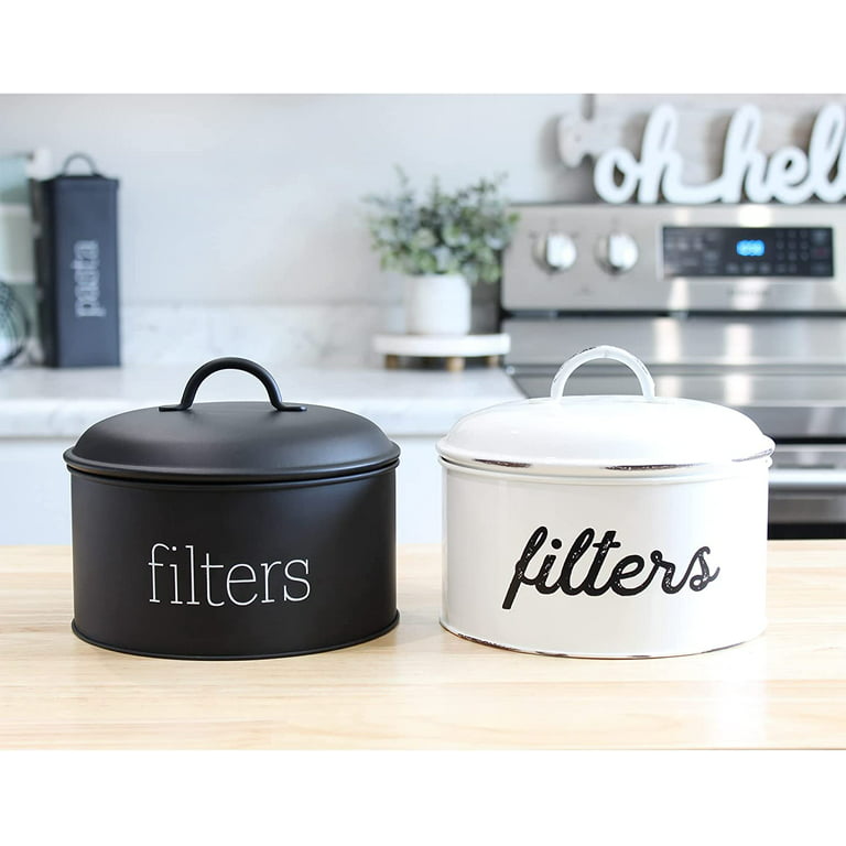 Coffee Filter Holder, Farmhouse White Filter Storage Container