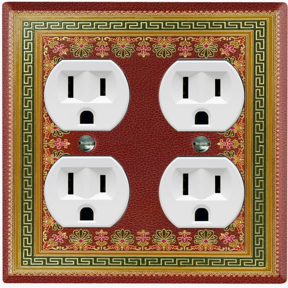 Metal Light Switch Plate Cover Elegant Victorian Burgundy Green Frame FRA057