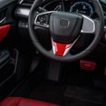 thumbnail image 3 of Car Steering Wheel Cover Interior Trim Panel for 10Th Gen Honda Civic 2020 2019 2018 2017 2016 - Red, 3 of 5