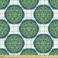 thumbnail image 2 of Botanical Fabric by the Yard, Repetitive Wild Flowers Plants Inspired Motifs Illustration, Decorative Upholstery Fabric for Sofas and Home Accents, Dark Sky Blue Lime Green by Ambesonne, 2 of 5