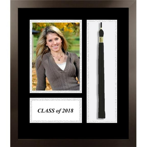 Campus Images ACFMESBS18 2018 Academic Espresso Photo Frame, Black & Silver Matting with Tassel Opening 5 x 7 in. Photo Opening