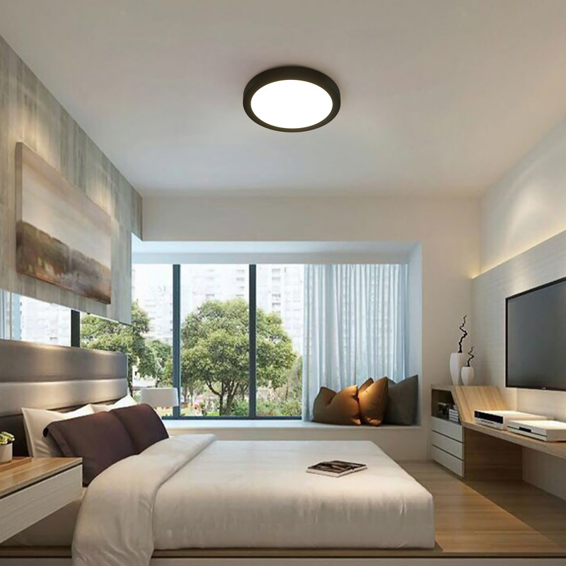 Lucere 9.5'' LED Flush Mount Ceiling Light Fixture, Super Slim Panel Light 120V 15W 4000K White Round Ceiling Light for Bathroom, Kitchen, Bedroom Hallway Damp Location