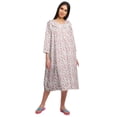 thumbnail image 2 of Moomaya Button Placket Knee Long Nightdress For Women Printed Nightwear, 2 of 6