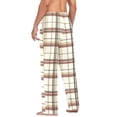 thumbnail image 3 of FORMRS Mens Pajama Pants with Pockets Cotton Sleepwear Lounge Bottoms Sizes S-2XL, Cream Plaid, 3 of 7